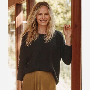 Garnet Hill Essential 100% Cashmere Cropped Sweater – Black (Size L)